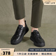 皓頓（HAUT TON）秋季新品男鞋牛皮休閑皮鞋新款英倫風(fēng)黑色板鞋百搭男士休閑鞋潮鞋 黑色 40 適合運(yùn)動鞋41碼