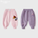 多嘻?？▽殞氀澴忧镅b嬰兒奧粒絨運動(dòng)褲兒童長(cháng)褲女童男童加絨褲子冬裝秋冬 臘腸小狗【粉】+蘑菇精靈【紫】 100