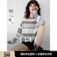 ELLE法式綿羊毛撞色條紋針織衫女2025秋季新款馬海毛通勤寬松毛衣 條紋 L