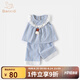 班喜迪女童夏裝套裝2025新款洋氣時(shí)髦寶寶無(wú)袖上衣兒童七分褲夏季兩件套 藍(lán)色 100