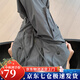 蘿美醬工裝褲女2025新款春秋高腰闊腿休閑寬松復古小個(gè)子秋季登山運動(dòng)褲 深灰抽繩工裝褲常規 M 【建議95-110斤】