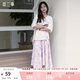 兩三事輕靈蝶夢(mèng) 2025春季新款甜美印花不規則高腰半身裙長(cháng)裙 粉花色 S