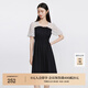 迪賽尼斯（DESIGNICE）裙子夏季新款拼接波點(diǎn)褶皺赫本風(fēng)長(cháng)款短袖雪紡連衣裙 花色 M
