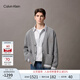 Calvin KleinJeans25秋季新款男士休閑學(xué)院ck字母提花紐扣V領(lǐng)針織開(kāi)衫4RD389G P7E-英雄灰 S