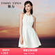 糖力【商場(chǎng)同款】夏季新款氣質(zhì)水晶珍珠裝飾無(wú)袖掛脖連衣裙女 白色 L