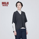 無(wú)印良品（MUJI）女式 羊毛 可水洗 高針距 斗篷毛衣 V領(lǐng)針織衫秋冬女款 BA1NAA3A 深灰色 S（155/80A）