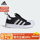 阿迪達斯（adidas）童鞋三葉草秋冬男女小童一腳蹬貝殼頭鞋 IH3049黑/白/橘綠