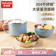 泰福高（TAFUCO）泡面碗304不銹鋼食堂打飯多用隔熱防燙學(xué)生便當(dāng)盒1.3L食品級T5271