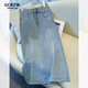 GCRZW輕奢淺藍(lán)色牛仔半身裙女春秋2025新款后開叉a字裙復(fù)古包臀直筒裙 淺藍(lán)色 S /26 建議85-95斤