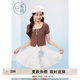 紫涵（ZIHAN）紫涵木耳邊蛋糕裙女2025年夏季新款甜美網(wǎng)紗內襯拼接高腰a字短裙 白色 M
