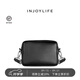 INJOYLIFE男生包包單肩斜挎包男潮牌港風(fēng)斜挎包復古小包休閑包 黑色