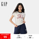 Gap女裝2025夏季新款撞色圓領(lǐng)趣味印花logo常規(guī)短袖T恤上衣766159 象牙白 M (165/84A) 亞洲尺碼