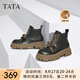 他她（TATA）英倫風(fēng)馬丁靴女氣質(zhì)短筒靴加絨女靴冬商場同款WE901DD3 黑色 37