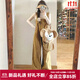 婧麒（JOYNCLEON）孕婦褲子春秋款夏季外穿背帶褲2025新款夏裝孕晚期闊腿褲孕婦裝 咖色背帶褲【單件】 L