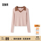 森馬毛衣女短款修身顯瘦簡(jiǎn)約春秋撞色polo領(lǐng)毛衫復古109524107003