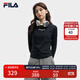 FILA 斐樂(lè )官方女裝針織長(cháng)袖衫2025秋裝新款時(shí)尚休閑簡(jiǎn)約修身短款長(cháng)T 正黑色-BK 2XL 180/96A/XXL