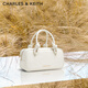CHARLES&KEITH奶油色柔軟手提斜挎波士頓包生日禮物送女友CK2-30271574 Cream奶白色 S