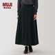 無(wú)印良品（MUJI）女式木棉混燈芯絨寬擺輕便長(cháng)裙長(cháng)半身裙美拉德女裙子秋冬季 黑色 L (165/70A)
