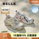 百麗（Belle）快樂星球機(jī)能風(fēng)厚底老爹鞋女25秋新透氣大網(wǎng)孔休閑鞋B2736CM5 朋克星宇-灰色/金 37 (235mm)