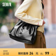 森馬（Semir）包包單肩包女2024新款設(shè)計(jì)感褶皺菱格鏈條包優(yōu)雅大容量手提包 黑色90001 均碼