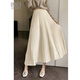 晚白【斷碼清倉】時(shí)尚半身純色百褶松緊腰針織半身裙 米白色 L
