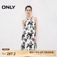 ONLY夏季時(shí)尚潮流短款掛脖系帶收腰連衣裙女|124207077 H1D 富利達紋黑白 M (165) 84A