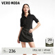 VEROMODA牛仔短褲2025新款純棉街頭風(fēng)高腰水鉆裙褲3253004 黑牛仔色 L