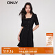 ONLY法式方領(lǐng)高腰A字短款牛仔連衣裙女|123242060 J19 黑牛仔BLACK DENIM XS (155) 76A