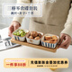 舍里日式陶瓷小菜碟蘸醬料盤(pán)子水果零食小吃碟家用調料碟商用茶館果盤(pán) 三格含托盤(pán)（井字+楓葉+蘭草 ）