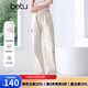 百圖betu女裝2025夏季新款休閑褲假日工裝褲可調節褲腳褲子女2505X02 杏色 S