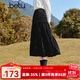百圖betu女裝冬季新款半身裙松緊腰愛(ài)心絲絨壓花裙子女2411D05 黑色 L