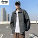 JEEP SPIRIT吉普美式皮衣外套男士春秋季新款高級感潮牌寬松痞帥做舊皮夾克男 【玄裳色簡(jiǎn)約不失奢華】+男襪 L  建議【120-140斤】