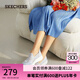 斯凱奇（Skechers）漁夫鞋夏季一腳蹬女鞋蕾絲單鞋透氣懶人散步鞋休閑媽媽鞋健步鞋 896020-LTGY/淺灰色 38