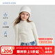 愛(ài)慕兒童（AIMER KIDS）秋冬純色3A抗菌毛衣兒童針織打底衫中性半高領(lǐng)打底上衣可外穿厚款 白色 150