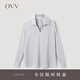 OVV2023春夏新款女裝優(yōu)雅緞面醋酸經典翻領長袖襯衫上衣 銀色（凈色）A2 M