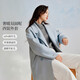 茵曼羊駝毛桑蠶絲雙面呢大衣2025冬女裝新款中長(cháng)款毛呢外套 空氣藍 M
