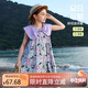 ASK JUNIOR滿(mǎn)印花朵公主裙女童夏時(shí)髦蝴蝶結領(lǐng)時(shí)尚潮流兒童裙子 紫色 160