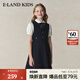 E·LAND KIDS童裝女童連衣裙25年夏季學(xué)院風(fēng)蝴蝶結拼色短袖裙 Navy藏青色/59 均碼 130cm (尺碼偏小選大一碼)