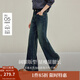 茵曼（INMAN）2025秋冬女裝新款復古磨白闊腿牛仔褲休閑顯瘦高腰寬松長(cháng)褲 牛仔藍 26