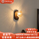 帝贊中古風(fēng)臥室床頭壁燈墻壁燈客廳燈墻上燈高級氛圍感燈具小夜燈 白蠟木+玻璃-三色光 1