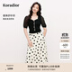 珂萊蒂爾2025年夏季新款拼接黑白波點復古優(yōu)雅連衣裙女顯瘦中長裙 黑色 L