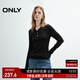 ONLY2025秋季新款高智感polo領(lǐng)長(cháng)袖微落肩針織衫女|125324011 H1Z黑色 L