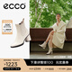 愛步（ECCO）靴子女 百搭圓頭高跟切爾西女靴牛皮靴 雕塑222683 石灰色22268301378 37