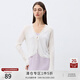 自巧小個(gè)子白色v領(lǐng)輕薄款針織開(kāi)衫女2025春裝新款小坎肩外穿上衣 雅白色 均碼