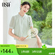 歐莎（OSA）國風(fēng)暗紋壓花氣質(zhì)雪紡襯衫女夏季2025新款寬松設計感短款襯衣 淺綠色 M
