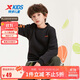 特步（XTEP）兒童童裝男女童密熱絨柔軟親膚套頭衛(wèi)衣 純正黑/明火橙 150cm
