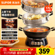 蘇泊爾電蒸鍋 多功能電鍋電熱鍋電炒鍋電煮鍋電火鍋炒菜一體鍋 家用17L大容量三層 17L 32cm鑄鐵底鍋+雙層不銹鋼蒸籠