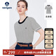 Navigare意大利小帆船女士水手風(fēng)條紋短袖圓領(lǐng)針織衫2324504501 白/黑 L 