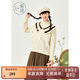 紫涵（ZIHAN）紫涵撞色娃娃領(lǐng)套頭針織衫女年冬季森系學(xué)院風(fēng)寬松打底衫 米金 L
