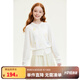 ELLE KIDS童裝 蝙蝠袖防曬空調衫女童夏季新款度假風(fēng)撞色繡花上衣 本白色 160 （S）
